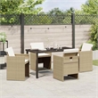 Afuera Living 5 Piece Poly Rattan Garden Dining Set with Cushions in Beige