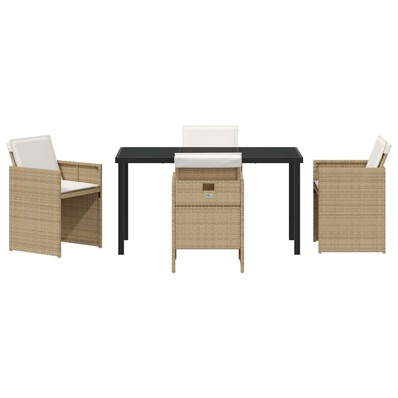 Afuera Living 5 Piece Poly Rattan Garden Dining Set with Cushions in Beige
