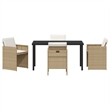 Afuera Living 5 Piece Poly Rattan Garden Dining Set with Cushions in Beige