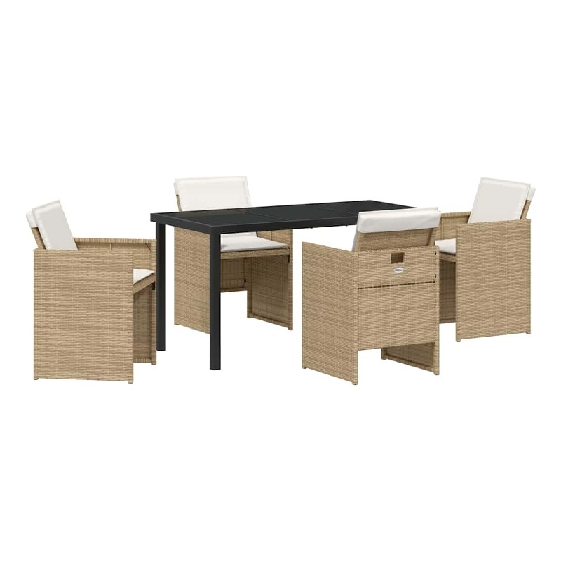 Afuera Living 5 Piece Poly Rattan Garden Dining Set with Cushions in Beige