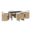 Afuera Living 5 Piece Poly Rattan Garden Dining Set with Cushions in Beige