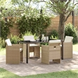 Afuera Living 5 Piece Poly Rattan Garden Dining Set with Cushions in Beige
