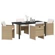 Afuera Living 5 Piece Poly Rattan Garden Dining Set with Cushions in Beige