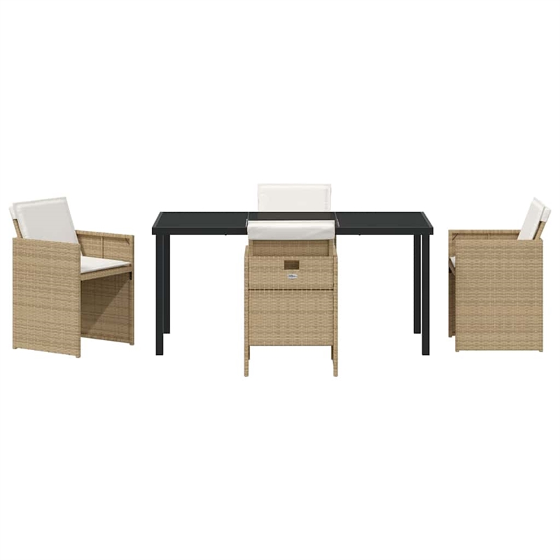 Afuera Living 5 Piece Poly Rattan Garden Dining Set with Cushions in Beige