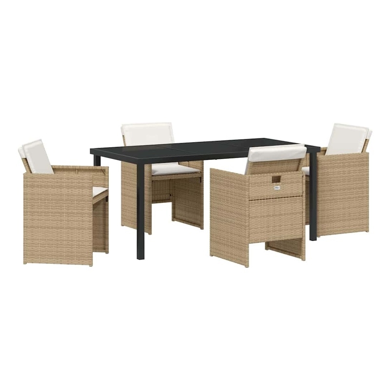 Afuera Living 5 Piece Poly Rattan Garden Dining Set with Cushions in Beige