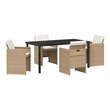 Afuera Living 5 Piece Poly Rattan Garden Dining Set with Cushions in Beige