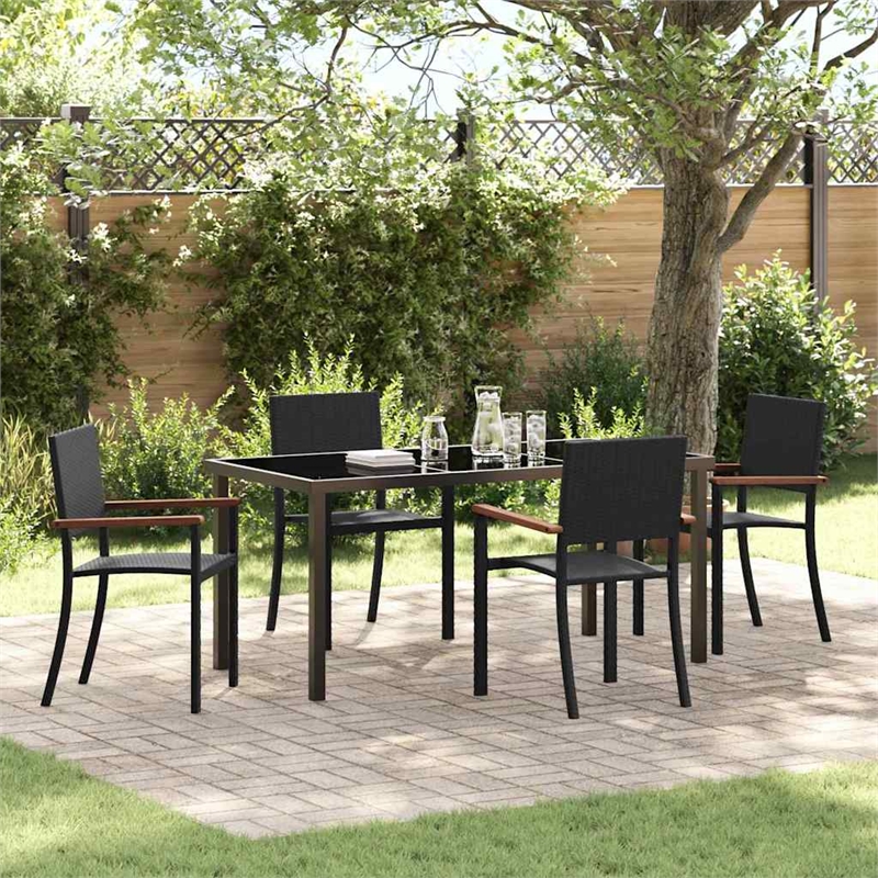 Afuera Living 5 Piece Poly Rattan Garden Dining Set in Black