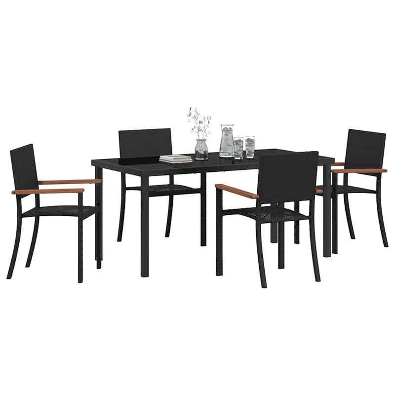 Afuera Living 5 Piece Poly Rattan Garden Dining Set in Black