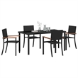 Afuera Living 5 Piece Poly Rattan Garden Dining Set in Black