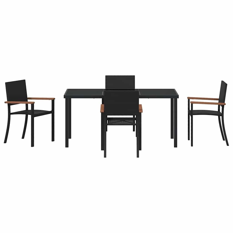 Afuera Living 5 Piece Poly Rattan Garden Dining Set in Black