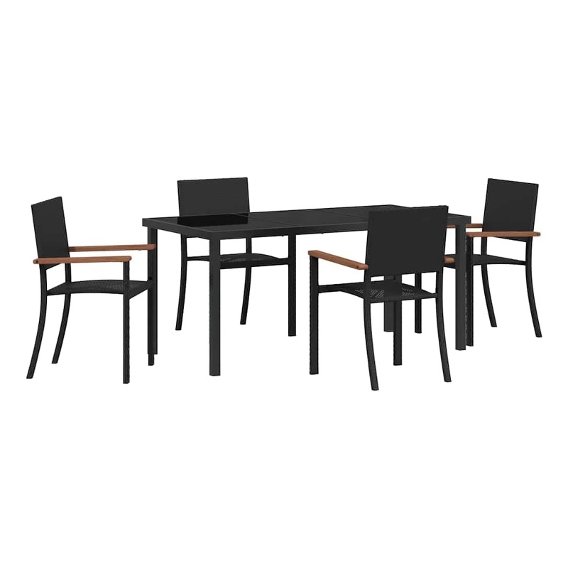 Afuera Living 5 Piece Poly Rattan Garden Dining Set in Black