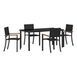 Afuera Living 5 Piece Poly Rattan Garden Dining Set in Black