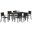 Afuera Living 7 Piece Poly Rattan Garden Dining Set in Black