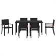 Afuera Living 7 Piece Poly Rattan Garden Dining Set in Black