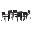 Afuera Living 7 Piece Poly Rattan Garden Dining Set in Black