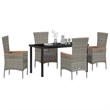 Afuera Living 5 Piece Poly Rattan Garden Dining Set with Cushions in Gray