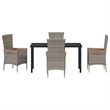 Afuera Living 5 Piece Poly Rattan Garden Dining Set with Cushions in Gray