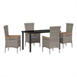 Afuera Living 5 Piece Poly Rattan Garden Dining Set with Cushions in Gray