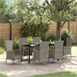 Afuera Living 7 Piece Poly Rattan Garden Dining Set with Cushions in Gray