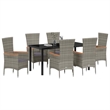 Afuera Living 7 Piece Poly Rattan Garden Dining Set with Cushions in Gray