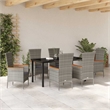 Afuera Living 7 Piece Poly Rattan Garden Dining Set with Cushions in Gray