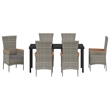 Afuera Living 7 Piece Poly Rattan Garden Dining Set with Cushions in Gray