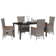 Afuera Living 5 Piece Poly Rattan Garden Dining Set with Cushions in Gray