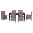 Afuera Living 7 Piece Poly Rattan Garden Dining Set with Cushions in Gray