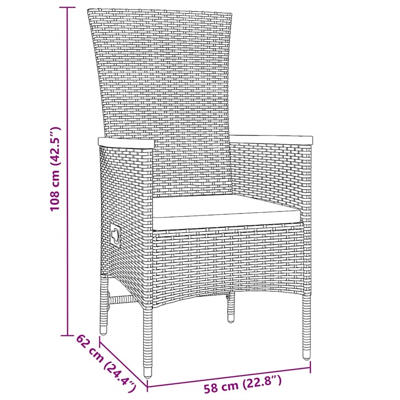 Afuera Living 7 Piece Poly Rattan Garden Dining Set with Cushions in Gray