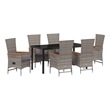 Afuera Living 7 Piece Poly Rattan Garden Dining Set with Cushions in Gray