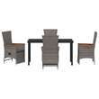 Afuera Living 5 Piece Poly Rattan Garden Dining Set with Cushions in Gray