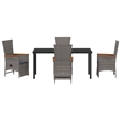 Afuera Living 5 Piece Poly Rattan Garden Dining Set with Cushions in Gray