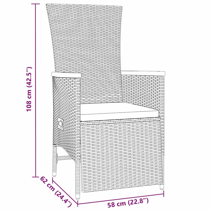 Afuera Living 5 Piece Poly Rattan Garden Dining Set with Cushions in Gray