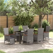 Afuera Living 7 Piece Poly Rattan Garden Dining Set with Cushions in Gray