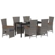 Afuera Living 7 Piece Poly Rattan Garden Dining Set with Cushions in Gray