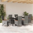 Afuera Living 7 Piece Poly Rattan Garden Dining Set with Cushions in Gray