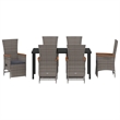 Afuera Living 7 Piece Poly Rattan Garden Dining Set with Cushions in Gray