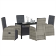 Afuera Living 5 Piece Poly Rattan Garden Dining Set with Cushions in Gray