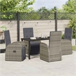 Afuera Living 5 Piece Poly Rattan Garden Dining Set with Cushions in Gray