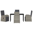 Afuera Living 5 Piece Poly Rattan Garden Dining Set with Cushions in Gray