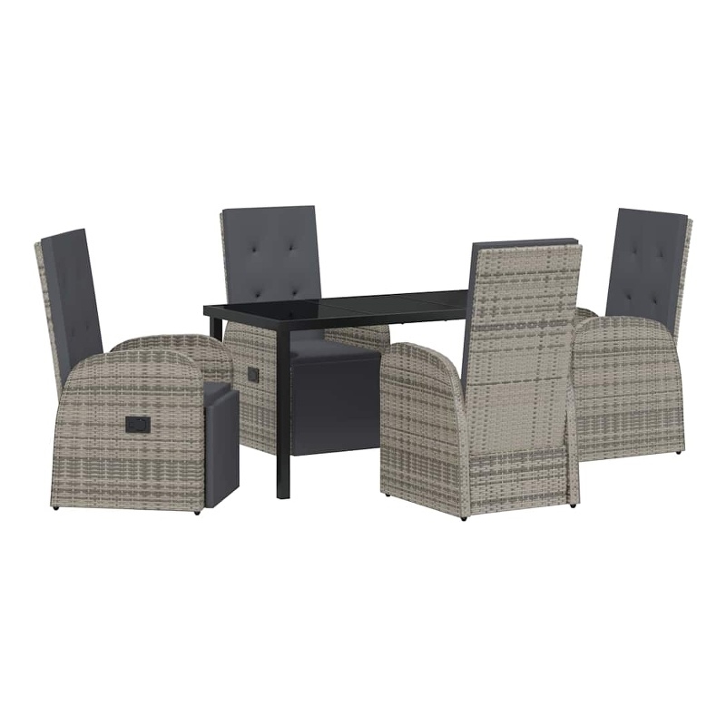 Afuera Living 5 Piece Poly Rattan Garden Dining Set with Cushions in Gray