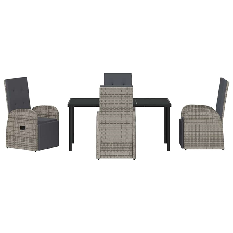 Afuera Living 5 Piece Poly Rattan Garden Dining Set with Cushions in Gray