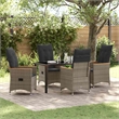 Afuera Living 5 Piece Poly Rattan Garden Dining Set with Cushions in Gray