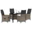 Afuera Living 5 Piece Poly Rattan Garden Dining Set with Cushions in Gray