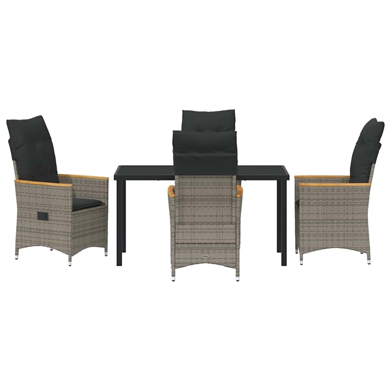 Afuera Living 5 Piece Poly Rattan Garden Dining Set with Cushions in Gray