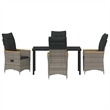 Afuera Living 5 Piece Poly Rattan Garden Dining Set with Cushions in Gray