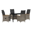 Afuera Living 5 Piece Poly Rattan Garden Dining Set with Cushions in Gray