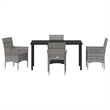 Afuera Living 5 Piece Poly Rattan Garden Dining Set with Cushions in Gray