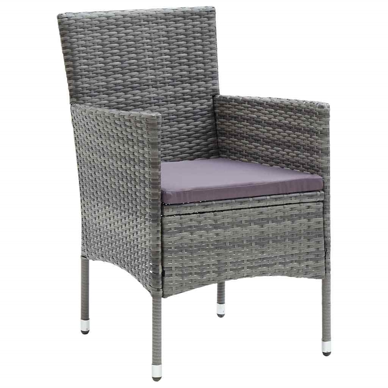 Afuera Living 7 Piece Poly Rattan Garden Dining Set with Cushions in Gray