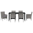 Afuera Living 7 Piece Poly Rattan Garden Dining Set with Cushions in Gray
